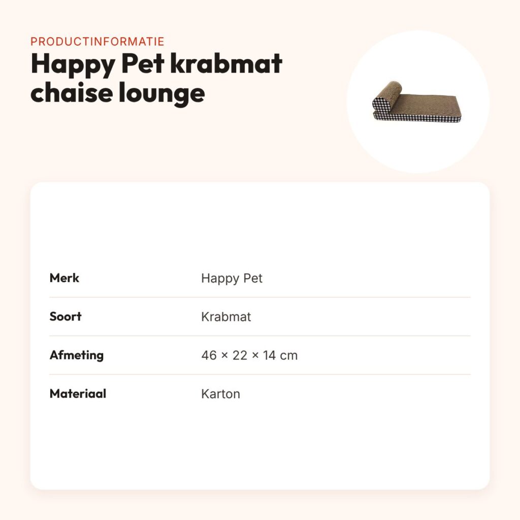 Happy Pet Tabby Patch krabmat chaise lounge van karton 46 x 22 x 14 cm – productinformatie