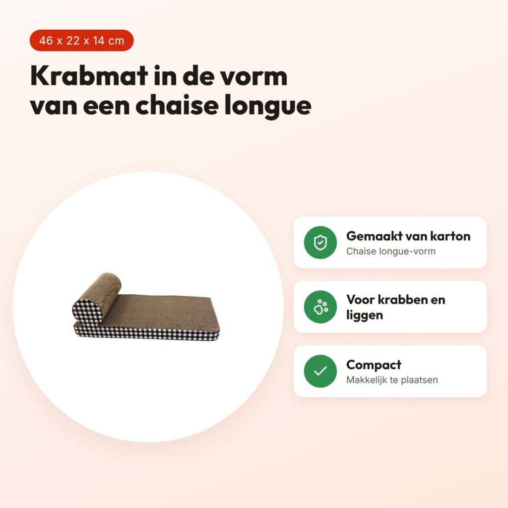 Happy Pet Tabby Patch krabmat chaise lounge van karton 46 x 22 x 14 cm – voordelen