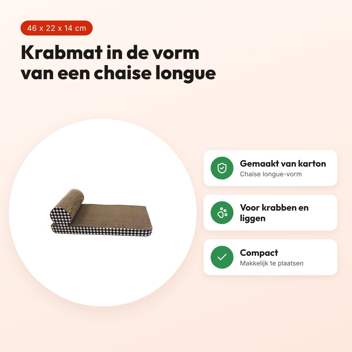 Happy Pet Tabby Patch krabmat chaise lounge van karton 46 x 22 x 14 cm – voordelen