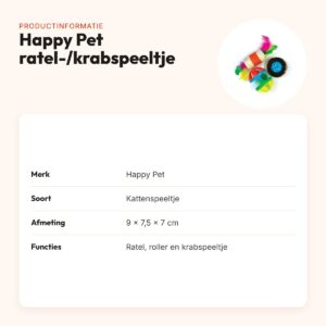 Happy Pet Tabby Patch ratel, roller en krabspeeltje voor katten 9 x 7,5 cm – productinformatie