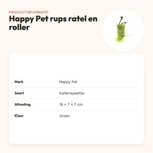 Happy Pet Tabby Patch rups met ratel en roller groen 18 x 7 x 7 cm – productinformatie