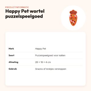 Happy Pet Tabby Patch wortel puzzelspeelgoed voor katten 28 x 18 x 4 cm – productinformatie