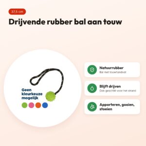 Happy Pet Tough Toys Floater rubber studded bal aan touw M 37,5 cm – voordelen