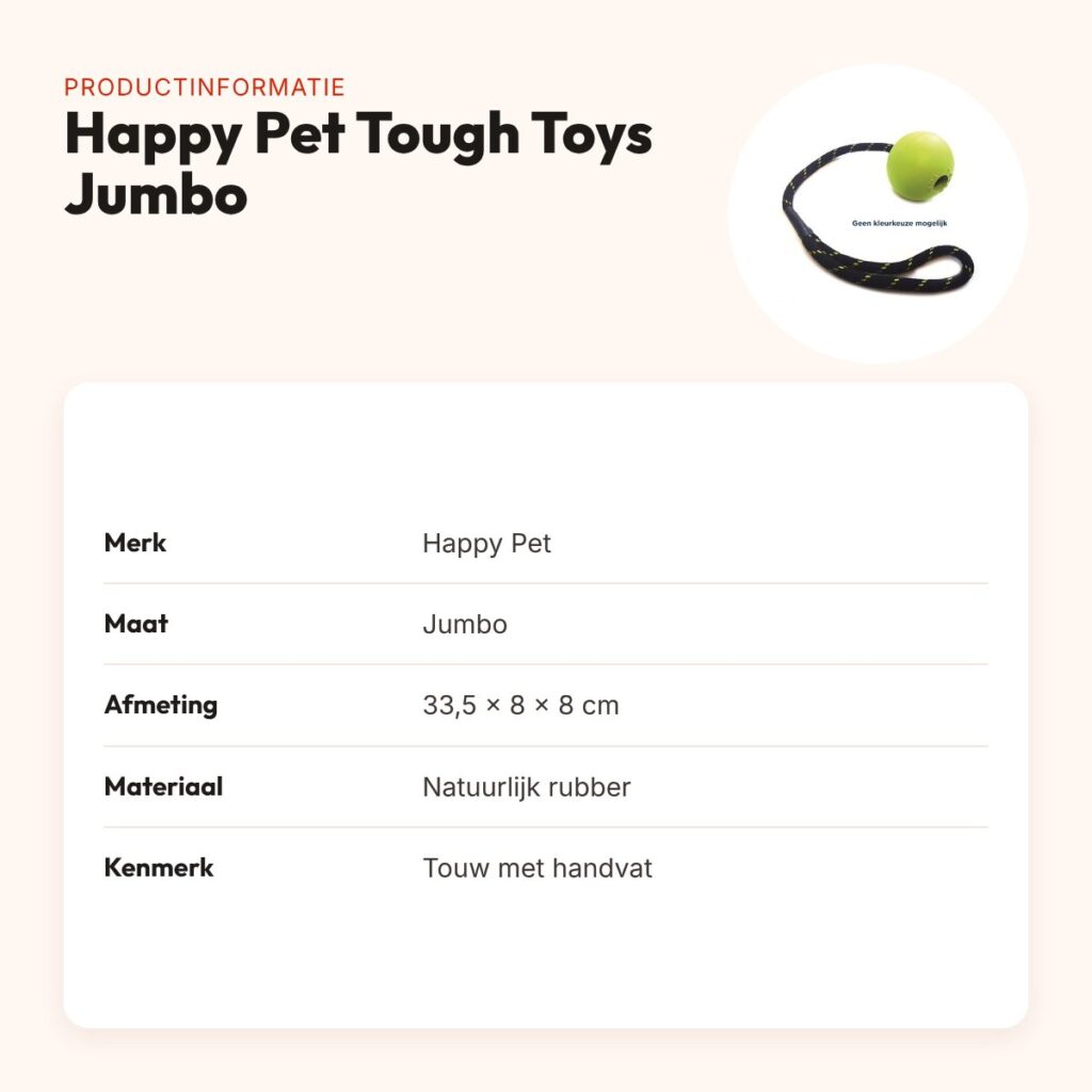 Happy Pet Tough Toys rubber bal aan touw Jumbo 33,5 x 8 x 8 cm – productinformatie