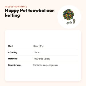 Happy Pet touwbal aan ketting voor vogels 23 cm – kleurrijk – productinformatie