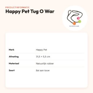 Happy Pet Tug O War rubber bal aan touw 31,5 x 5,5 cm – productinformatie