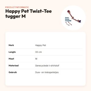 Happy Pet Twist-Tee hondenspeelgoed 2 knoop tugger M 33 cm – productinformatie