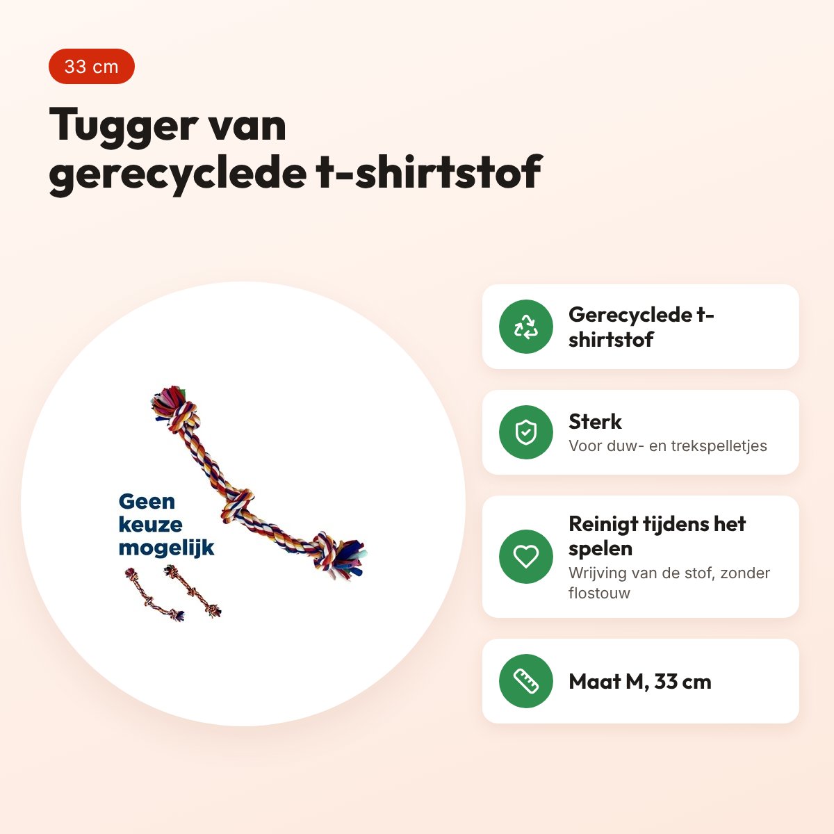 Happy Pet Twist-Tee hondenspeelgoed 2 knoop tugger M 33 cm – voordelen