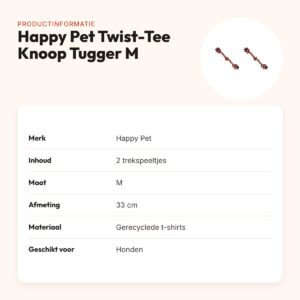 Happy Pet Twist-Tee Knoop Tugger M speelgoed 33 cm – multipack 2 stuks – productinformatie
