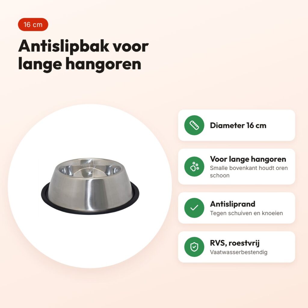 Happy Pet voerbak antislip Spaniel RVS 16 cm – voor lange hangoren – voordelen