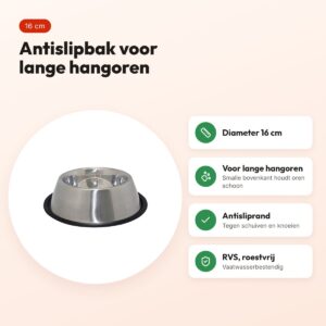 Happy Pet voerbak antislip Spaniel RVS 16 cm – voor lange hangoren – voordelen