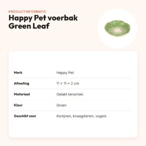 Happy Pet voerbak Green Leaf groen blad 11 x 11 x 2 cm – keramiek – productinformatie