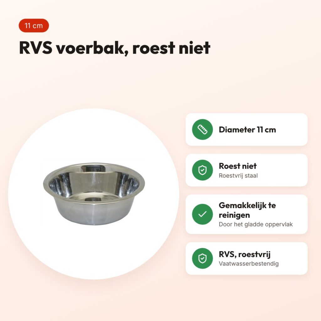 Happy Pet voerbak RVS 11 cm – voor hond en kat – voordelen