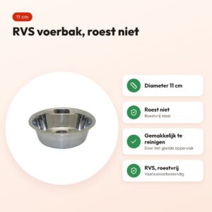 Happy Pet voerbak RVS 11 cm – voor hond en kat – voordelen