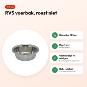 Happy Pet voerbak RVS 21,5 cm – voor hond en kat – voordelen