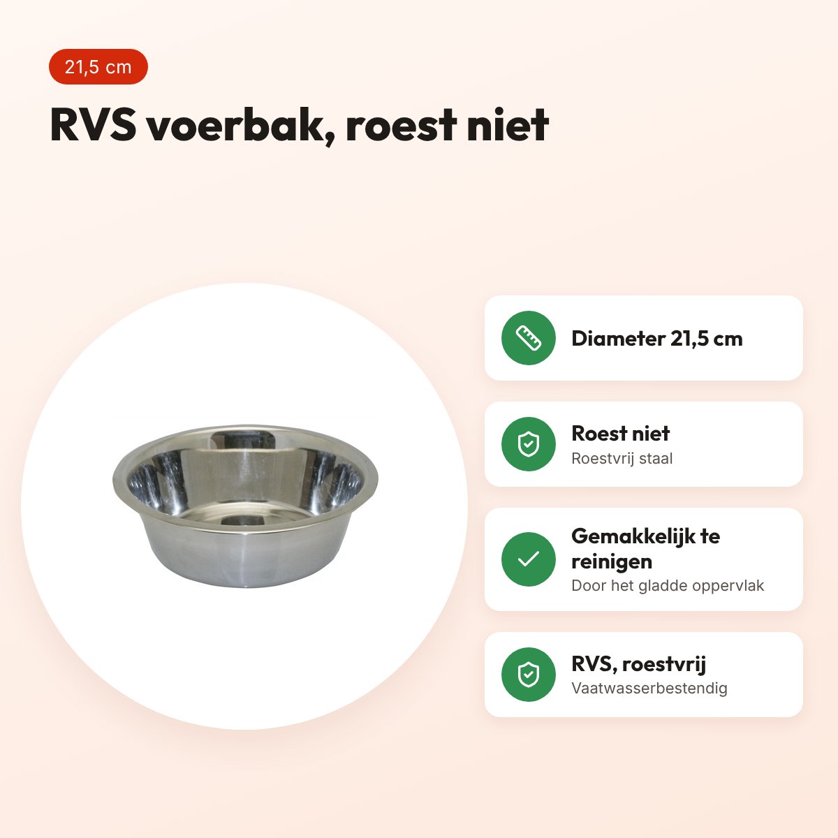 Happy Pet voerbak RVS 21,5 cm – voor hond en kat – voordelen