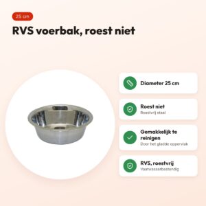 Happy Pet voerbak RVS 25 cm – voor hond en kat – voordelen