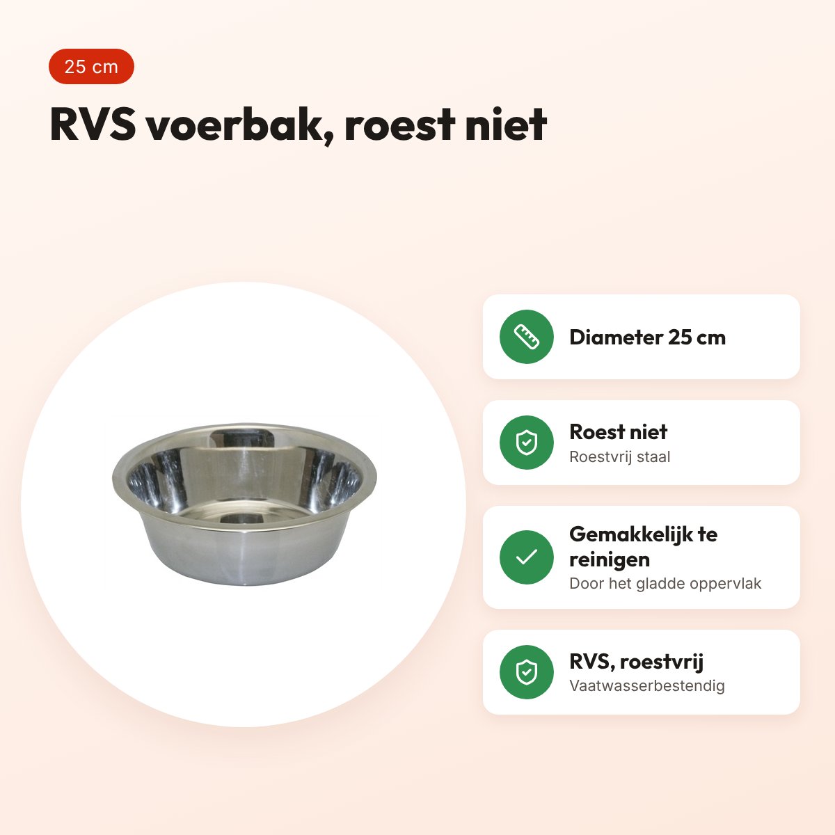 Happy Pet voerbak RVS 25 cm – voor hond en kat – voordelen