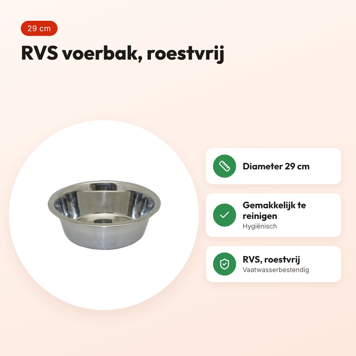 Happy Pet voerbak RVS 29 cm – roestvrij en vaatwasserbestendig – voordelen