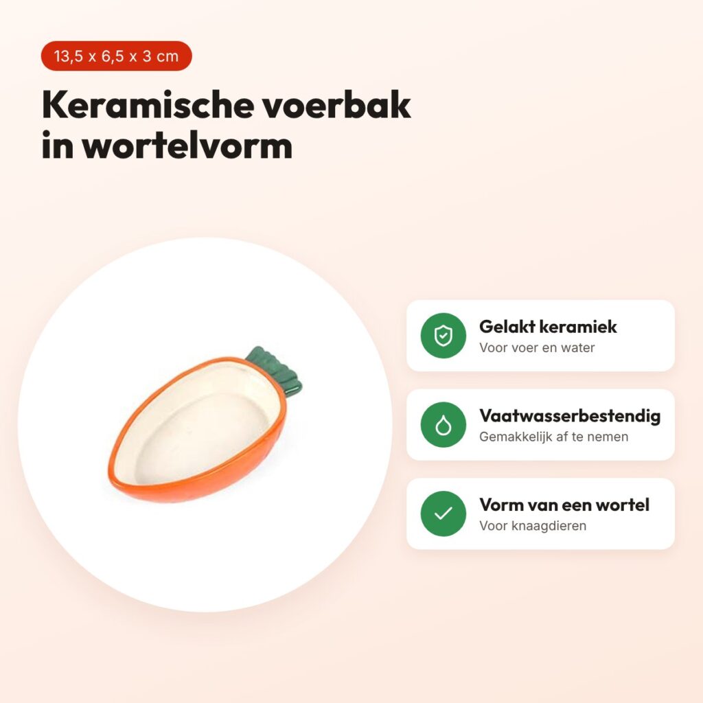 Happy Pet voerbak wortel 13,5 x 6,5 x 3 cm – keramiek – voordelen