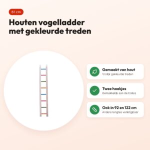 Happy Pet vogelladder hout gekleurd 61 cm – voordelen