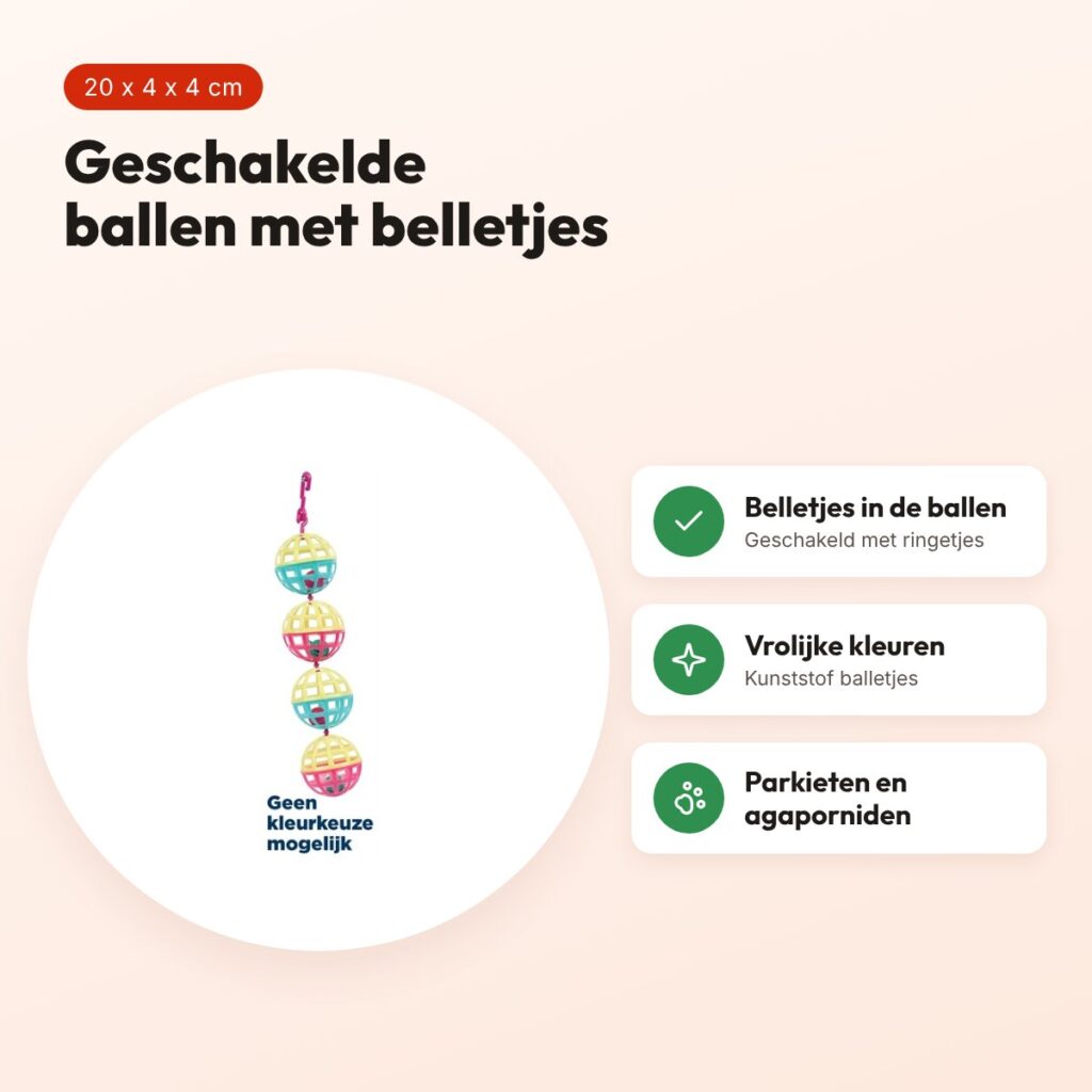 Happy Pet vogelspeelgoed Fun At The Fair Multi Ball Toy 20 x 4 x 4 cm – voordelen