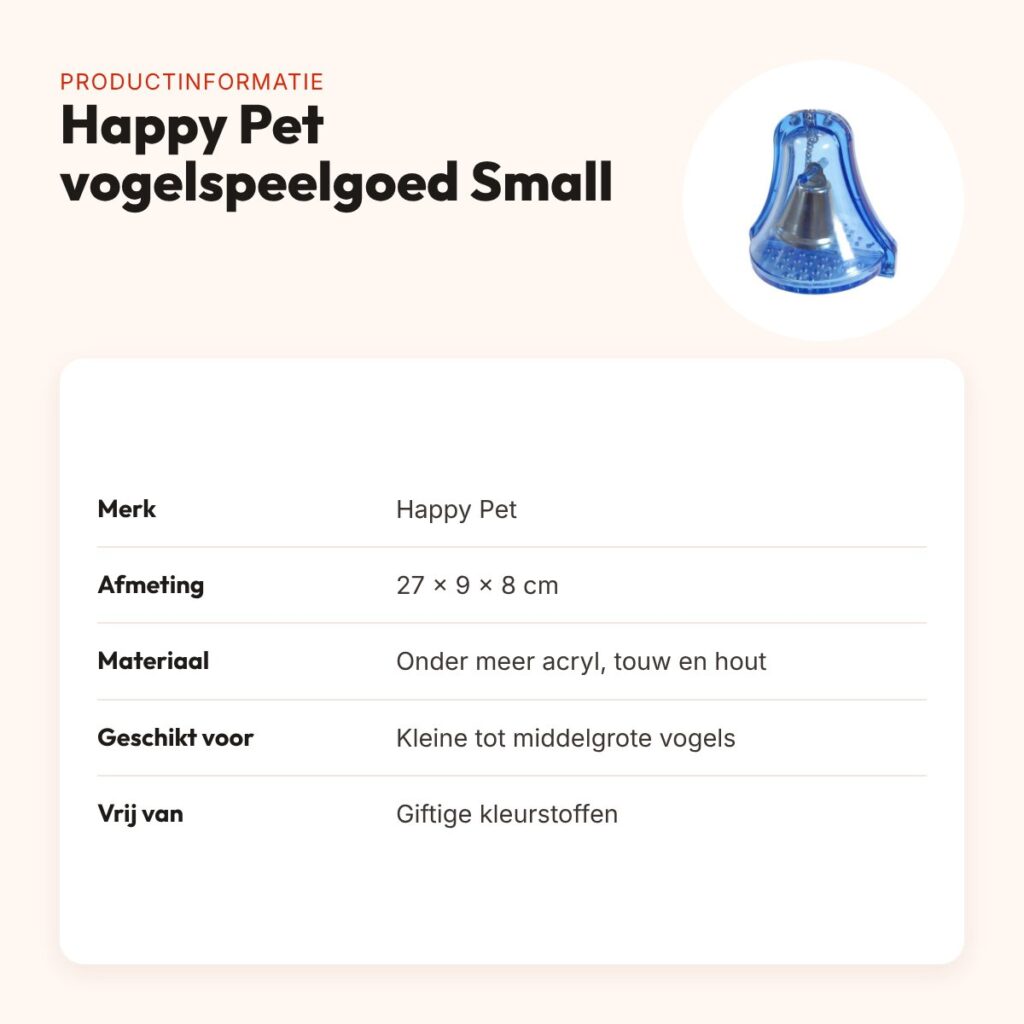 Happy Pet vogelspeelgoed met bel Small 27 x 9 x 8 cm – kleurrijk – productinformatie