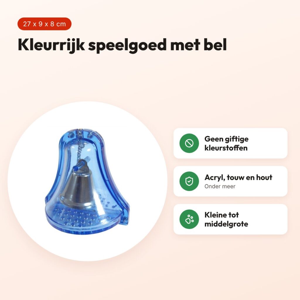 Happy Pet vogelspeelgoed met bel Small 27 x 9 x 8 cm – kleurrijk – voordelen
