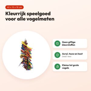 Happy Pet vogelspeelgoed Preener 40 x 10 x 10 cm – katoen, kleurrijk – voordelen