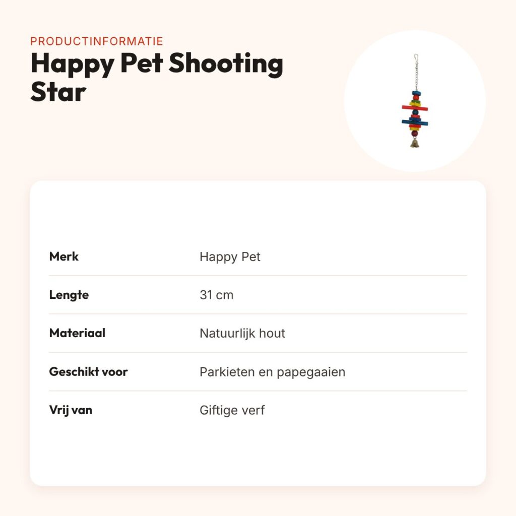 Happy Pet vogelspeeltje Shooting Star 31 cm – hout met belletje – productinformatie