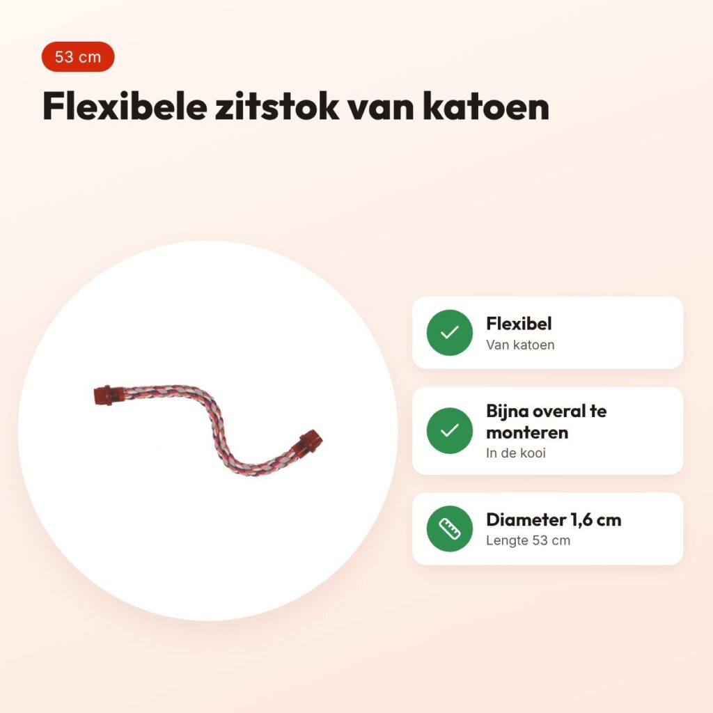 Happy Pet vogelzitstok flexibel katoen 53 cm – diameter 1,6 cm – voordelen