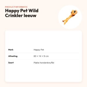 Happy Pet Wild Crinkler leeuw 60 x 14 x 9 cm – platte hondenknuffel – productinformatie