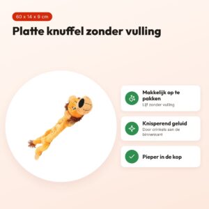 Happy Pet Wild Crinkler leeuw 60 x 14 x 9 cm – platte hondenknuffel – voordelen