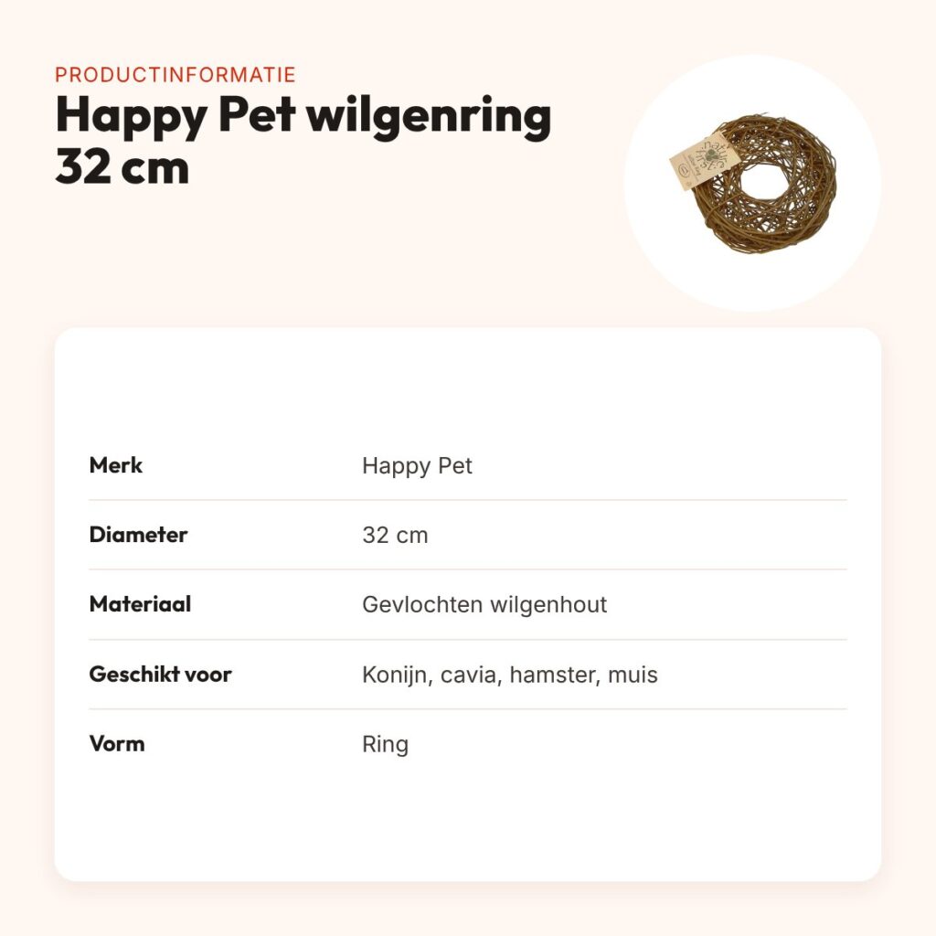 Happy Pet wilgenring 32 cm – knaagspeelgoed van wilgentakken – productinformatie