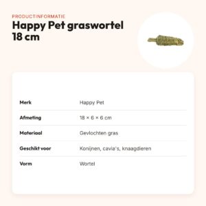 Happy Pet wortel van gevlochten gras 18 cm – knaagspeelgoed – productinformatie