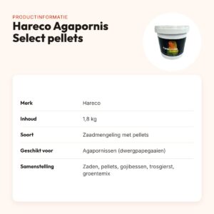 Hareco Agapornis Select vogelvoer met pellets 1,8 kg – productinformatie