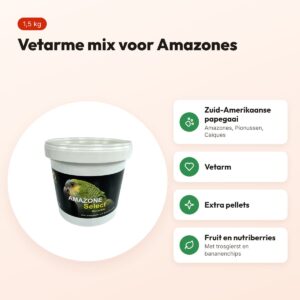 Hareco Amazone Select papegaaienvoer met pellets 1,5 kg – vetarm – voordelen