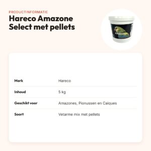 Hareco Amazone Select papegaaienvoer met pellets 5 kg – vetarm – productinformatie