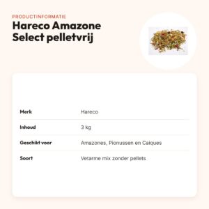 Hareco Amazone Select papegaaienvoer zonder pellets 3 kg – vetarm – productinformatie