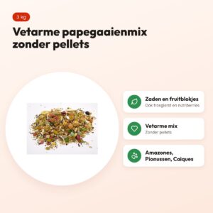Hareco Amazone Select papegaaienvoer zonder pellets 3 kg – vetarm – voordelen