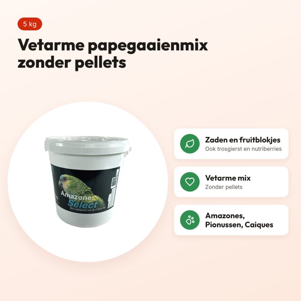 Hareco Amazone Select papegaaienvoer zonder pellets 5 kg – vetarm – voordelen