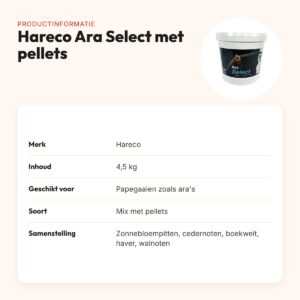 Hareco Ara Select papegaaienvoer met pellets 4,5 kg – productinformatie