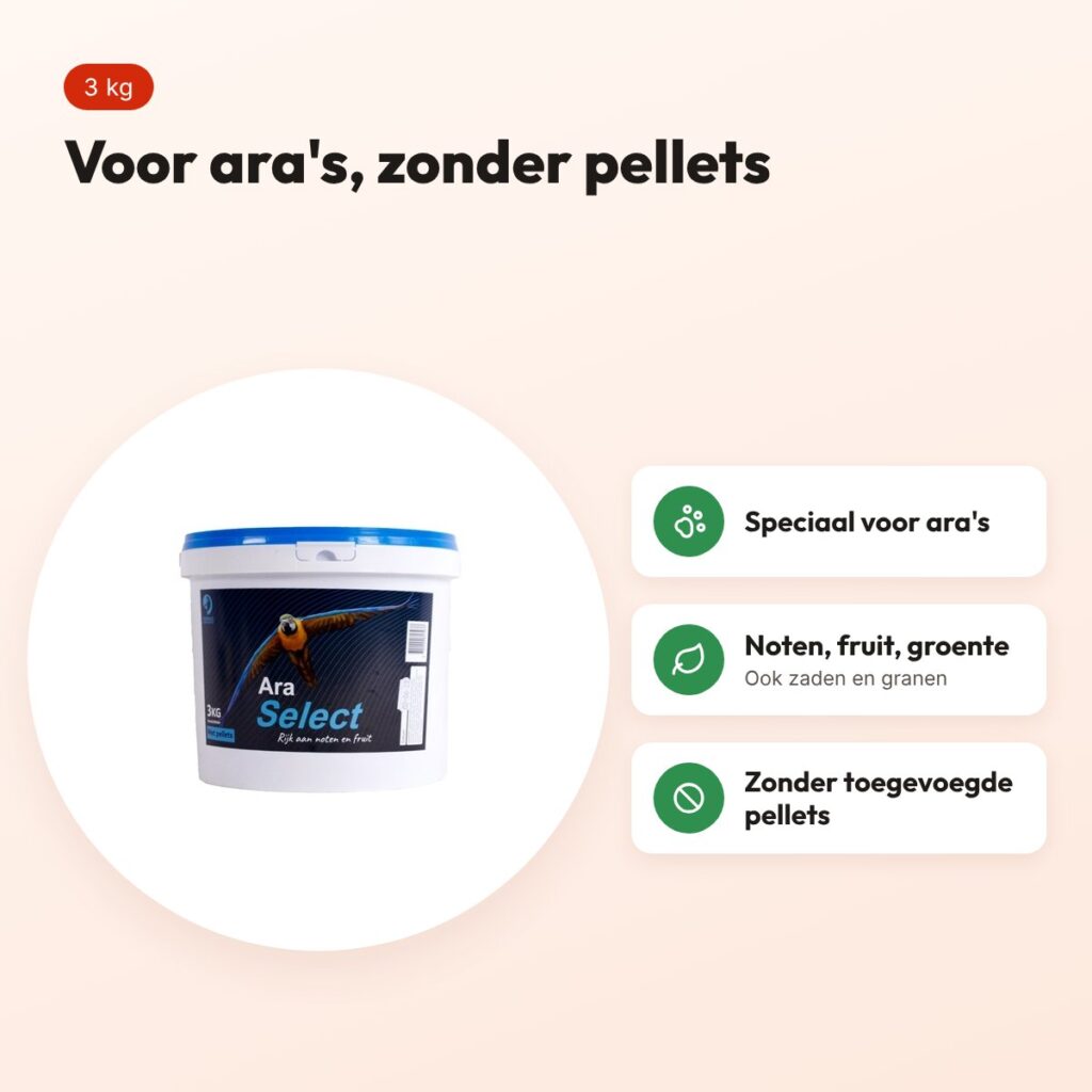 Hareco Ara Select papegaaienvoer zonder pellets 3 kg – voordelen