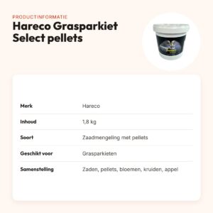 Hareco Grasparkiet Select vogelvoer met pellets 1,8 kg – productinformatie