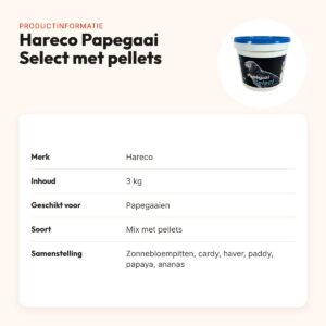 Hareco Papegaai Select papegaaienvoer met pellets 3 kg – fruitblokjes – productinformatie