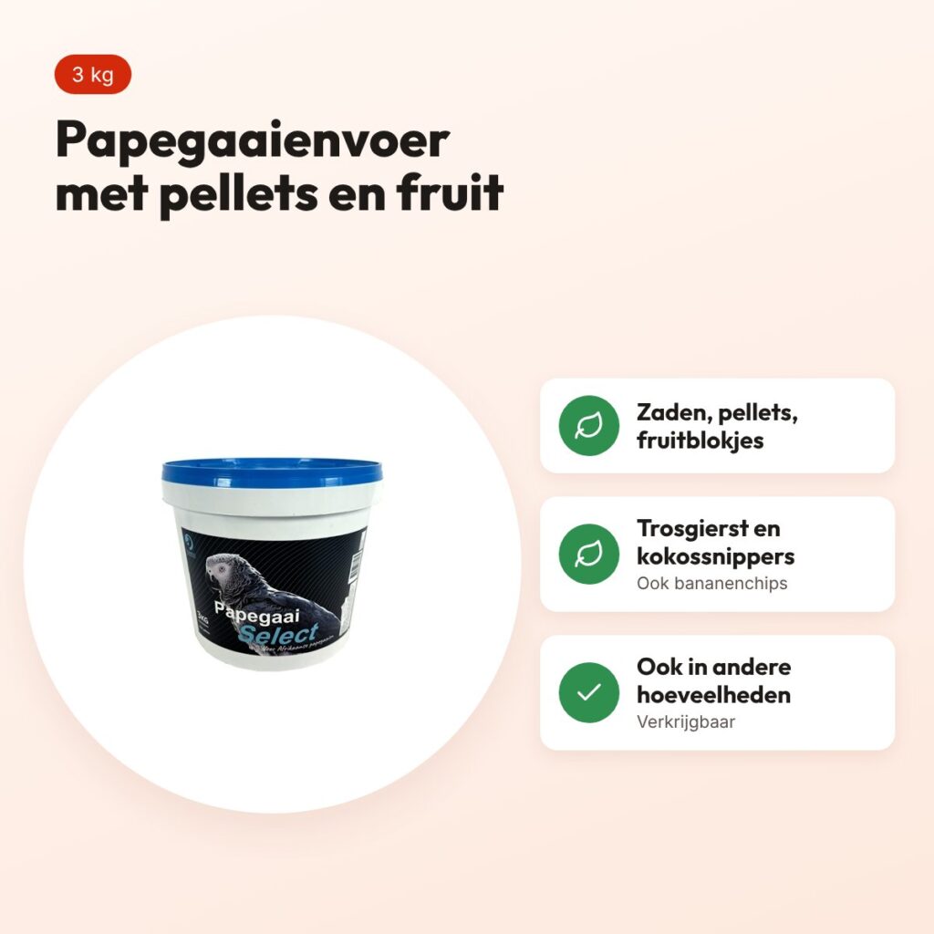Hareco Papegaai Select papegaaienvoer met pellets 3 kg – fruitblokjes – voordelen
