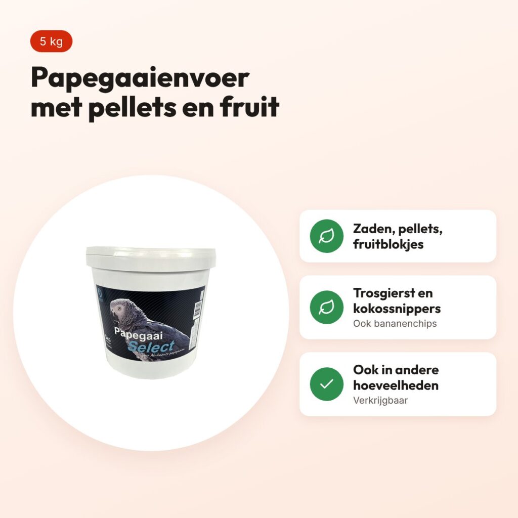 Hareco Papegaai Select papegaaienvoer met pellets 5 kg – fruitblokjes – voordelen