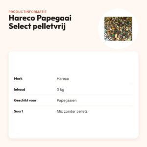 Hareco Papegaai Select papegaaienvoer zonder pellets 3 kg – productinformatie