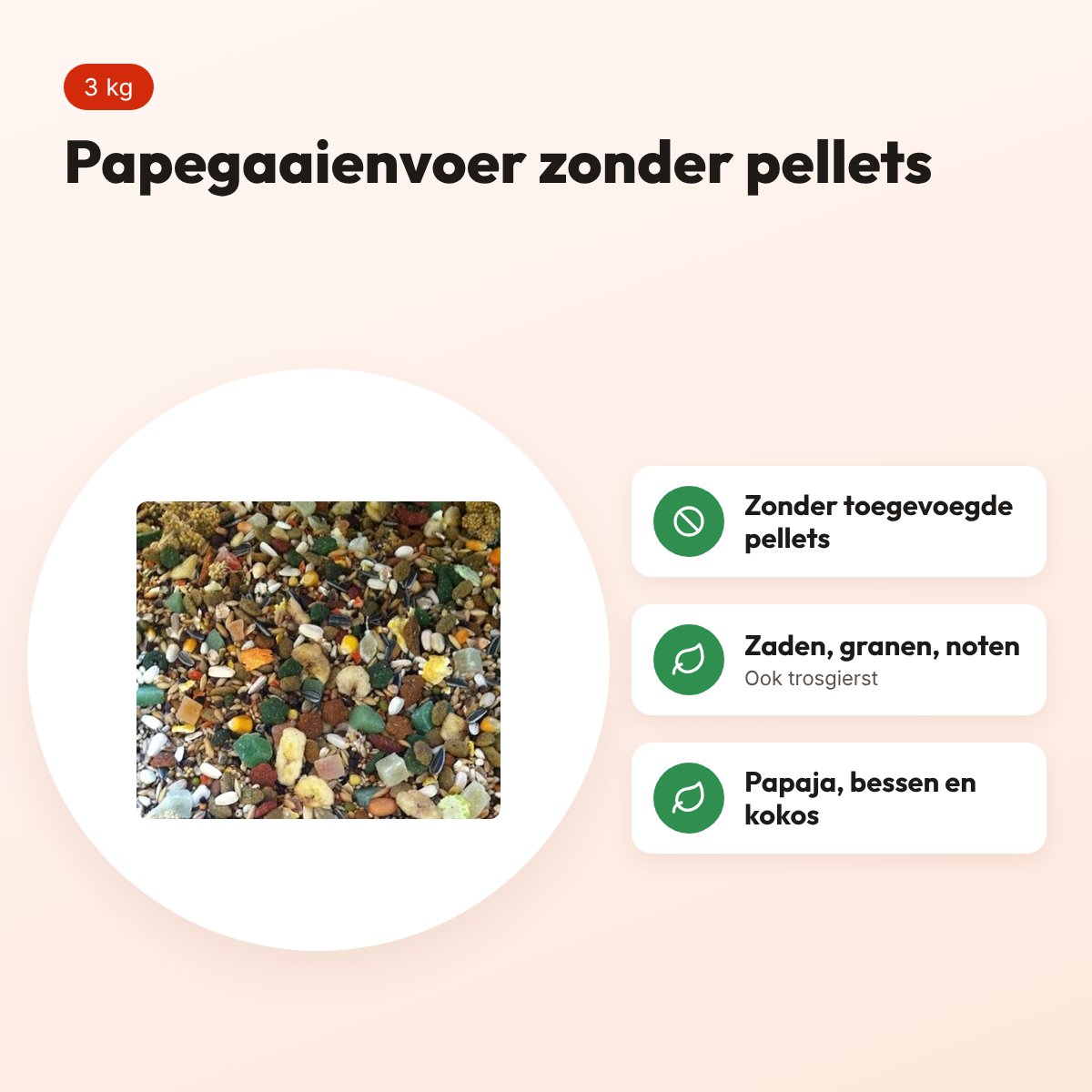 Hareco Papegaai Select papegaaienvoer zonder pellets 3 kg – voordelen