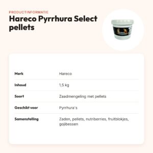 Hareco Pyrrhura Select vogelvoer met pellets 1,5 kg – productinformatie